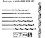 Immagine di PUNTA PER METALLO HSS, DIN 340, DA 3MM A 10MM - GRAPHITE 54T993 fino a 998